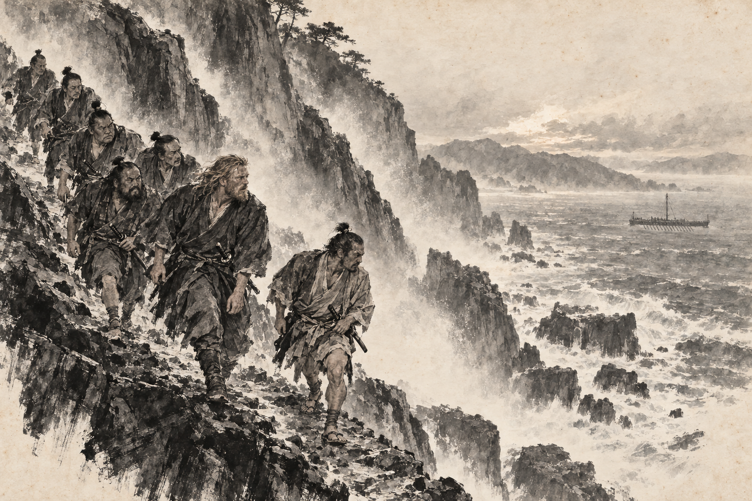 The cliff path in the gale