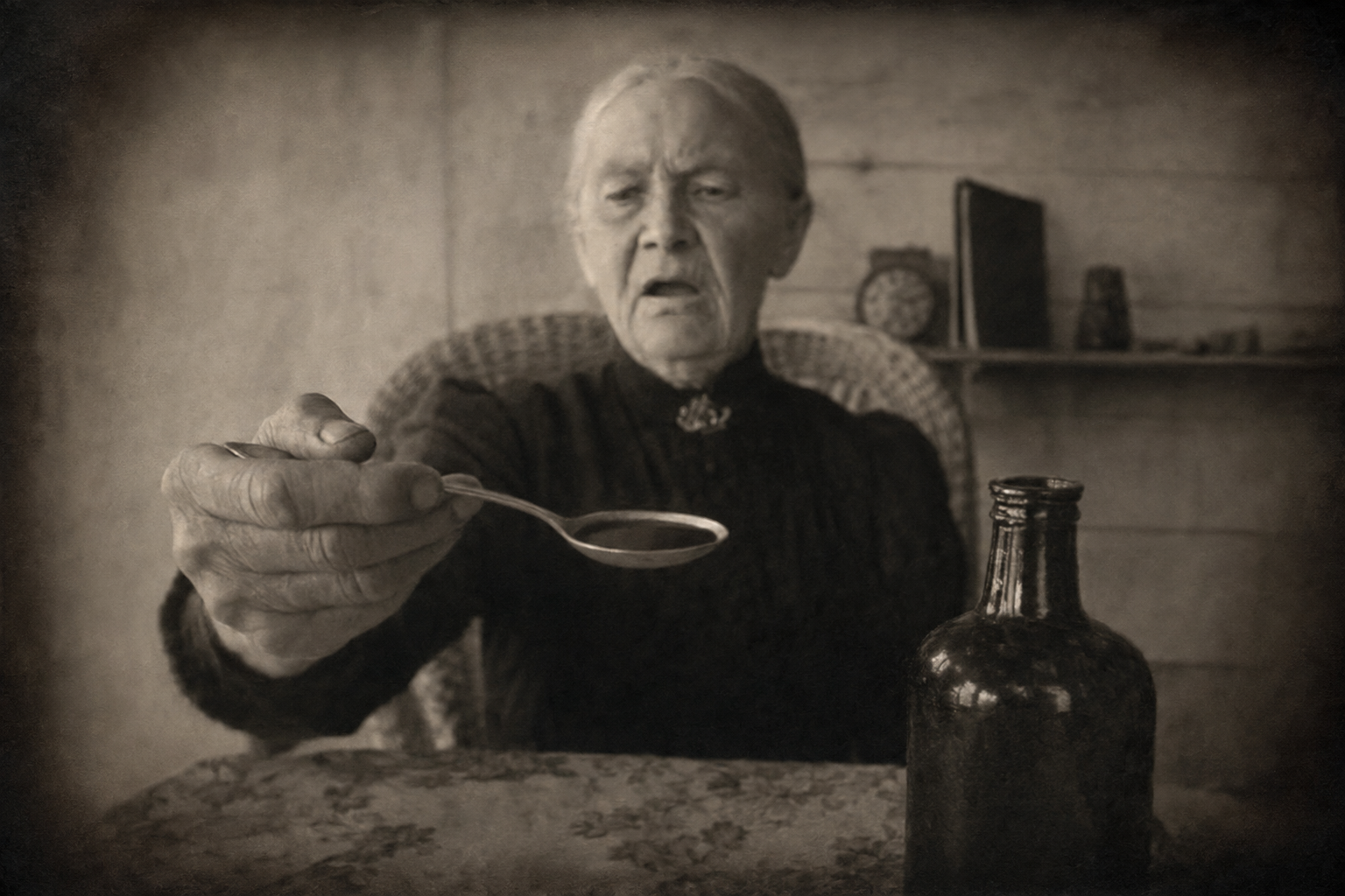 The port wine on a tablespoon