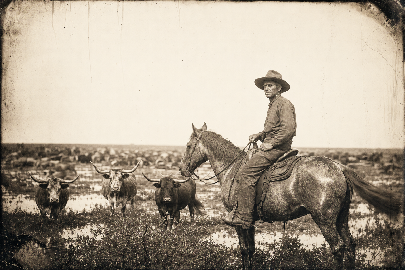 At the head of the main bunch, Call surveys the situation without too much apprehension — the cattle have walked themselves out and are docile for the time being.