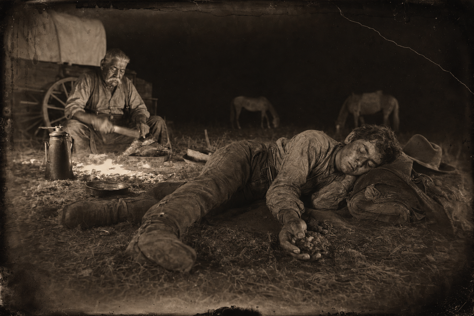 Newt walks the last two miles into camp, where only Po Campo is awake, and falls asleep with the hunk of cold beef still in his hand.