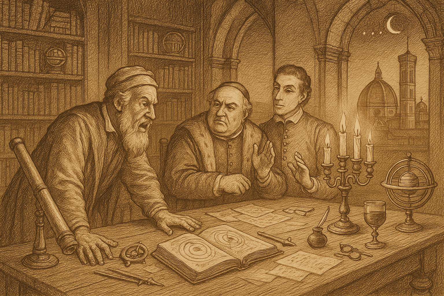 Three Men in a Room, and the Earth Begins to Move — Dialogue Concerning the Two Chief World Systems