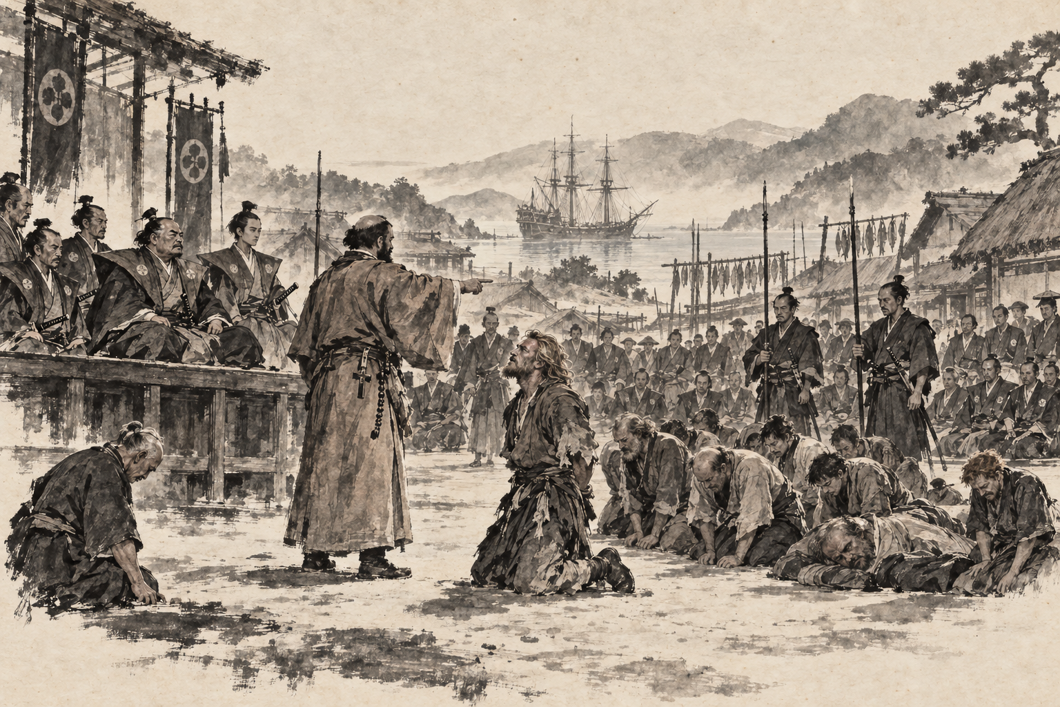 The trial in the village square