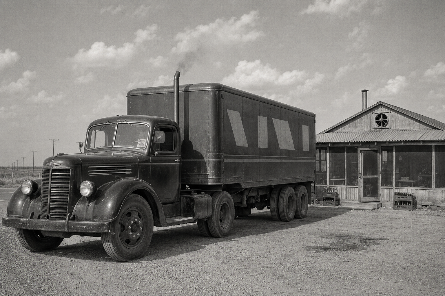 The red truck at the roadside restaurant