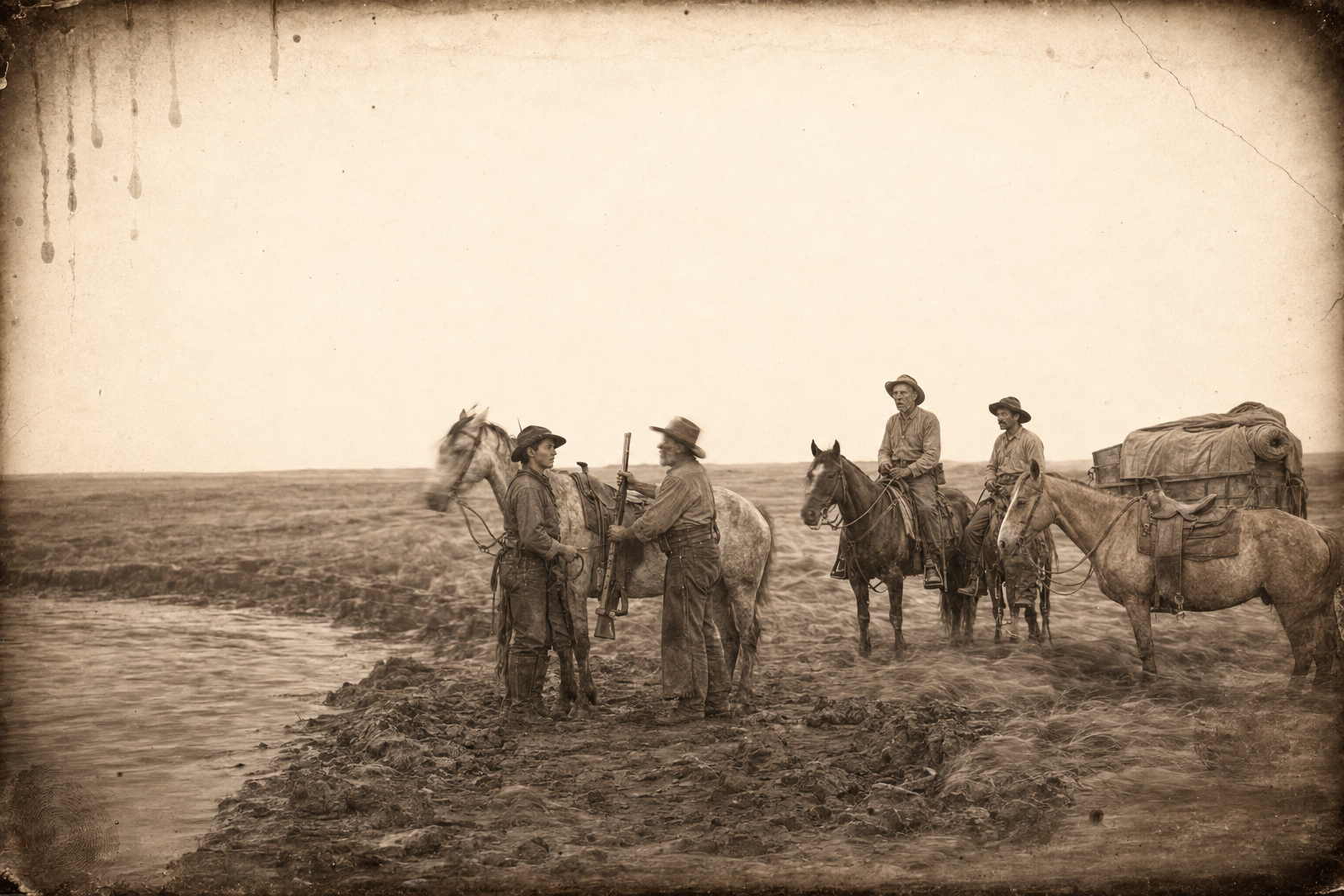 On the muddy bank of the Milk, Call unsaddles the Hell Bitch, has Newt put his own saddle on her, sets the Henry in the boy's scabbard — and stands there unable to say the word.