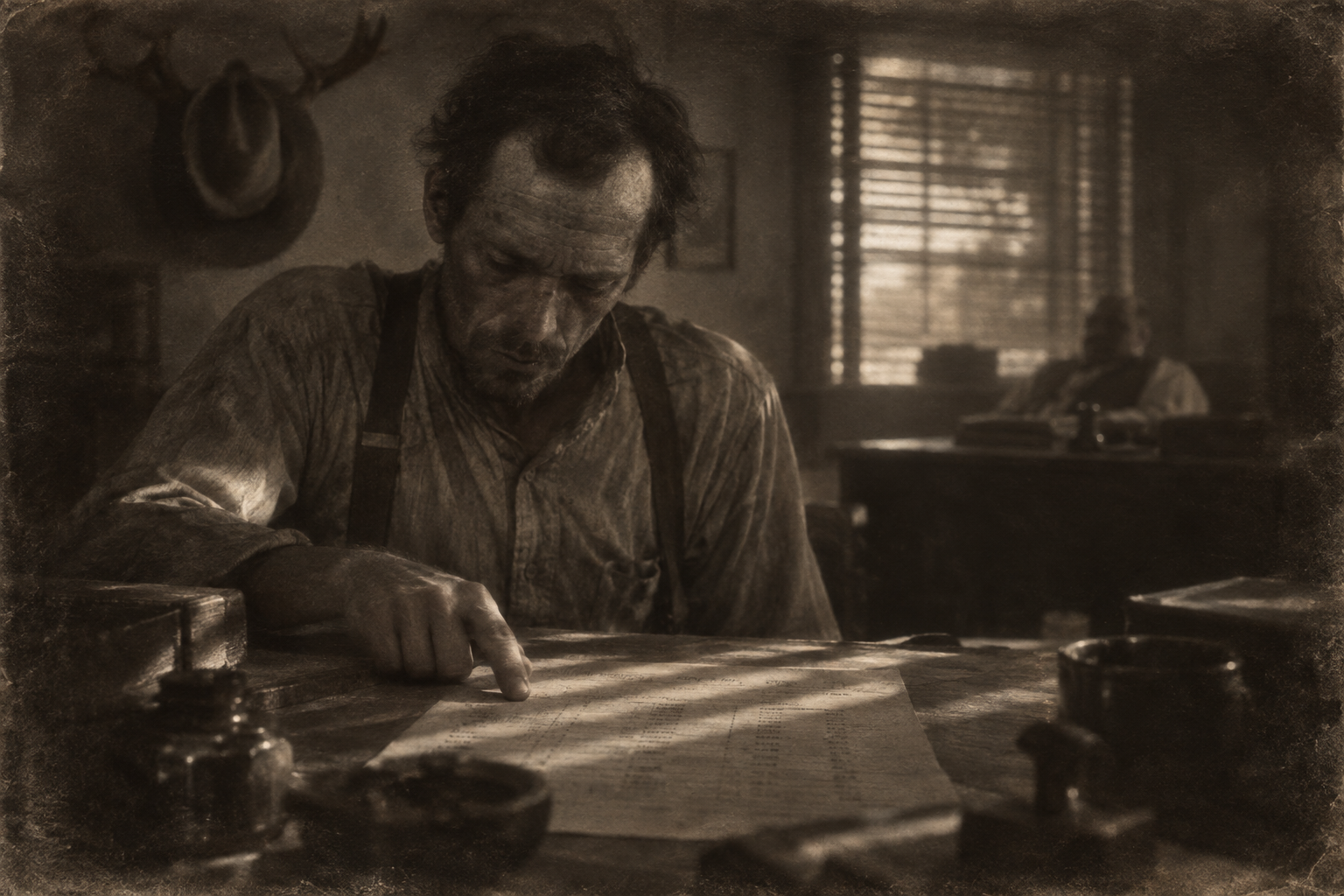 The slats of the blind