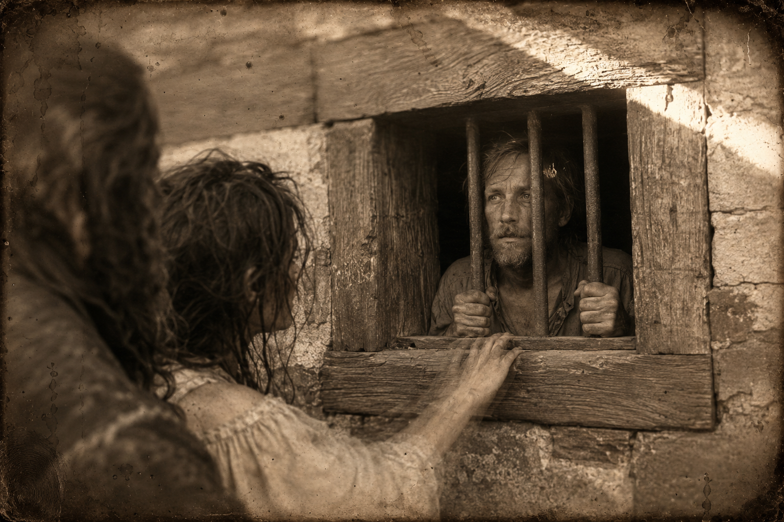 At the barred window Dee tells her they are going to hang him, and keeps trying to peer past her for the lynchers he was expecting.