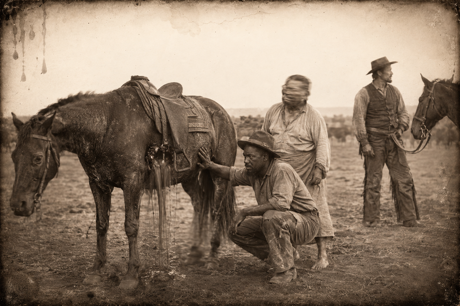 Deets and Po Campo, the two best horse doctors in the outfit, look at the wound behind the girth and both shake their heads.