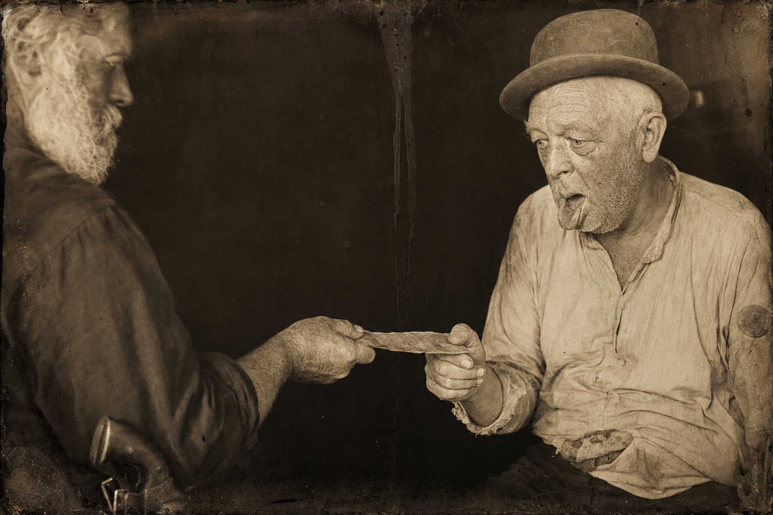 Gus buys Lippy's silence for ten dollars, with a promise to shoot another hole in his stomach if he betrays it, and Lippy pockets the money knowing he had better keep the bargain.