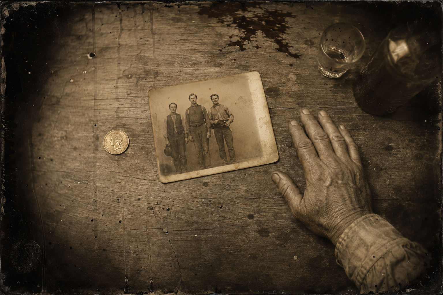 Call looks at the old picture Augustus has fetched from behind the bar — himself, Gus and Jake Spoon, taken in the year they chased Kicking Wolf to the Canadian.