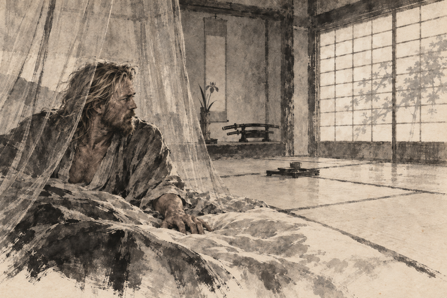 Alone at dawn, her perfume lingering