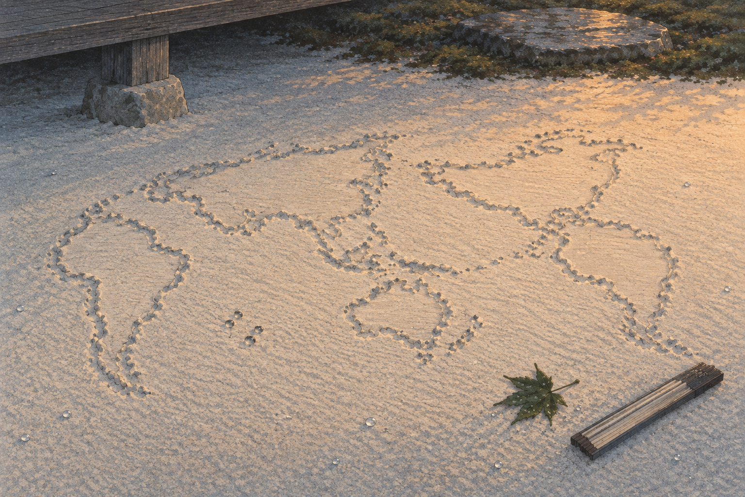 The map in the white sand