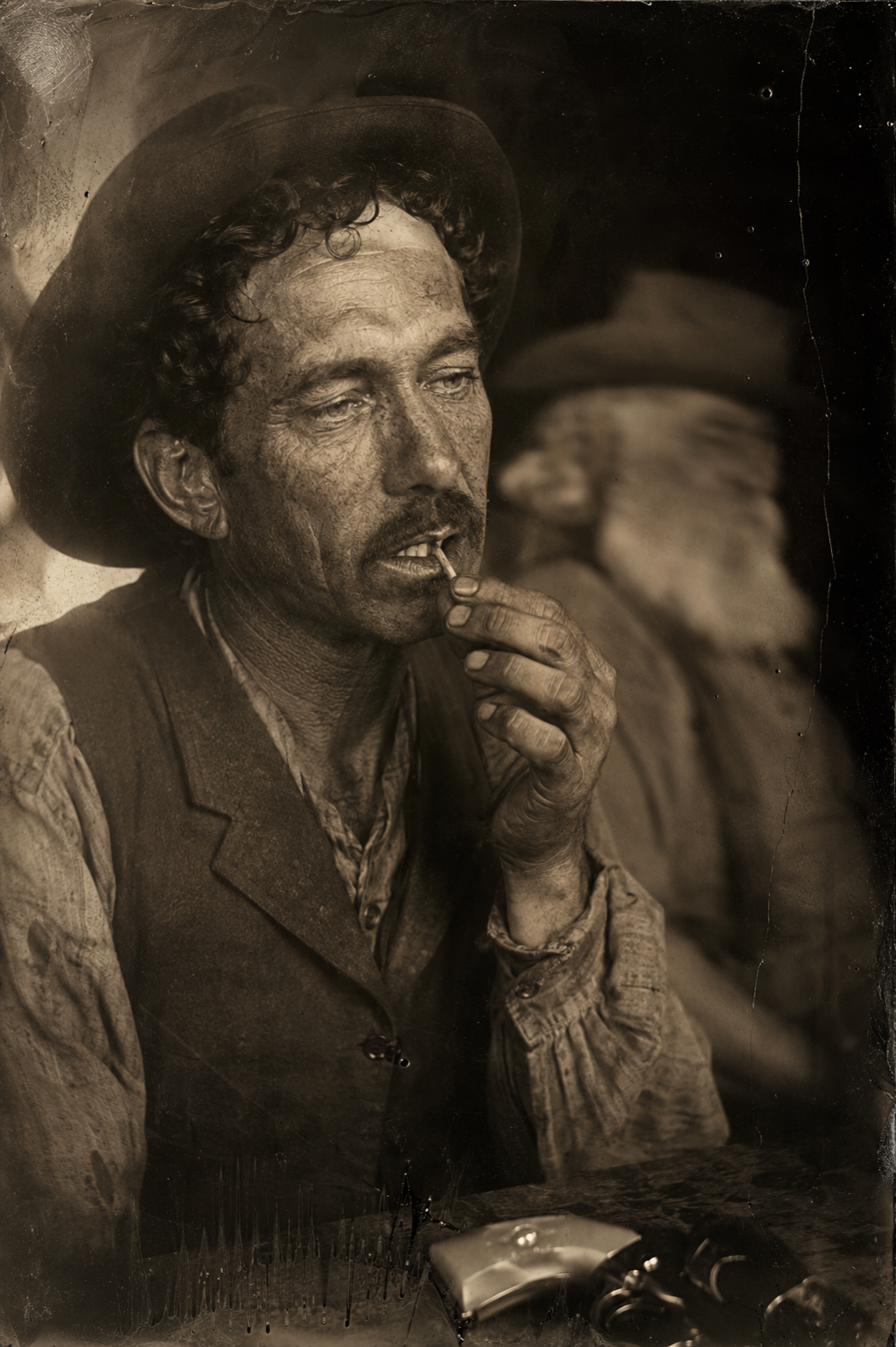 "Kilt a dentist" — Jake, picking his teeth with a whittled match, admits the buffalo rifle went through the saloon plank and across the wide street into the mayor, whose brother is the sheriff.