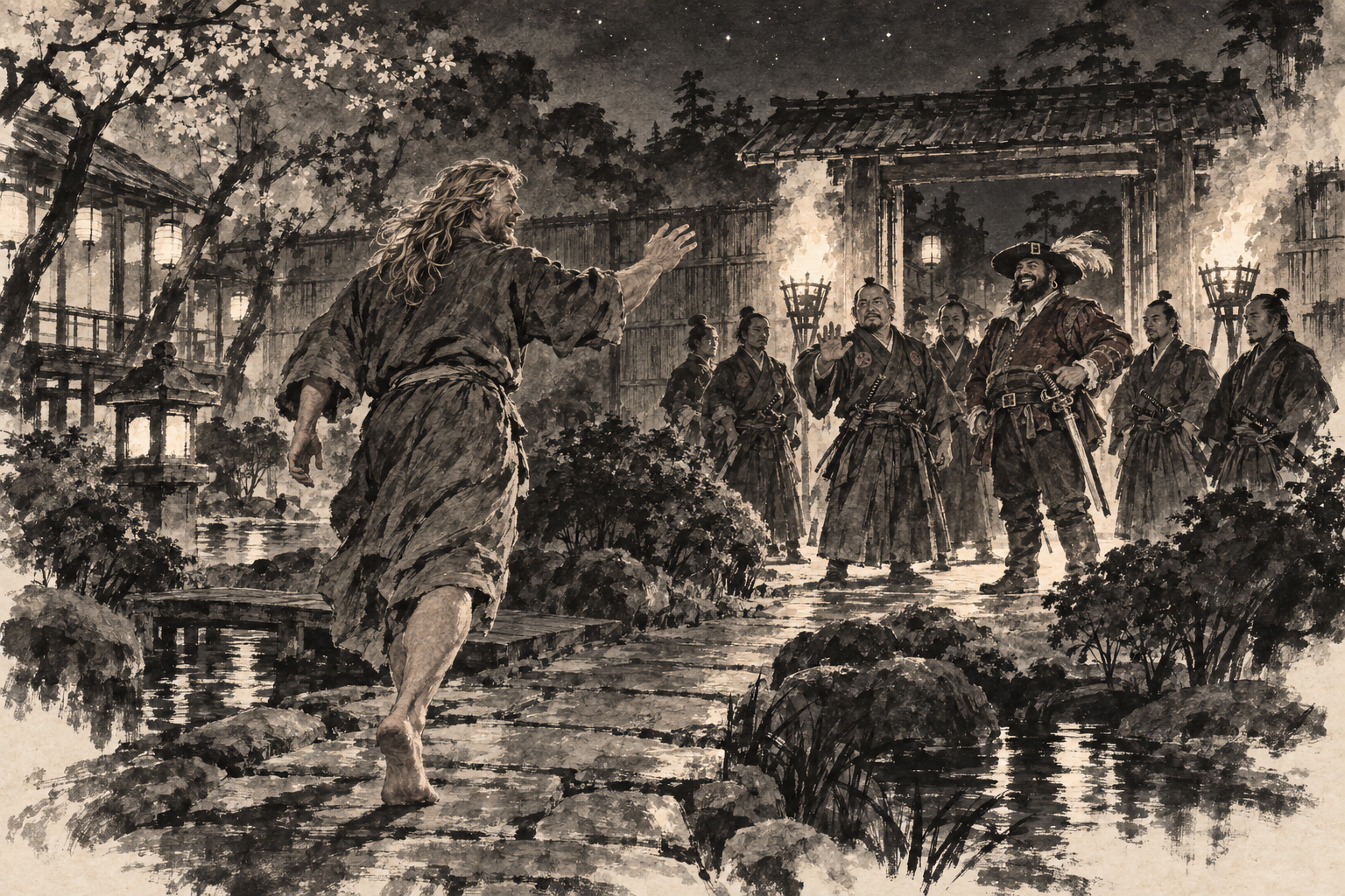 Rodrigues at the gate by night