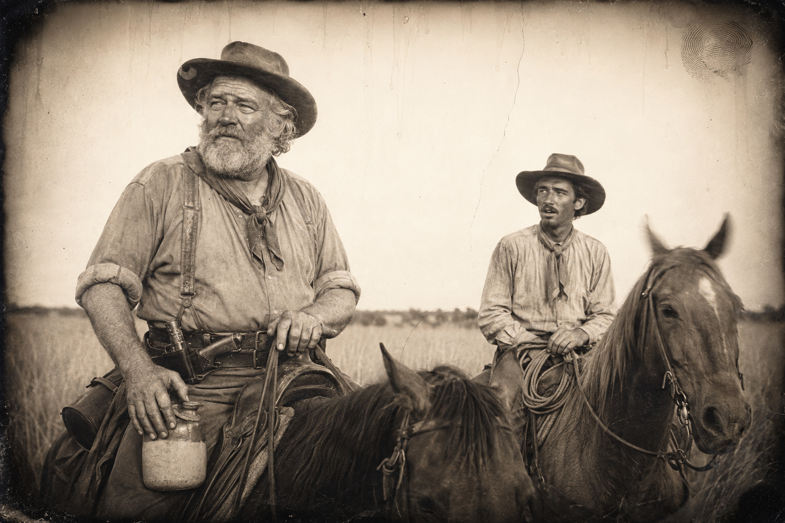 Riding beside Dish in the tall grass, Augustus remembers Clara telling him sixteen years ago to stay away ten years and then come and be a friend to her children, and says out loud that he may just balk in Ogallala.