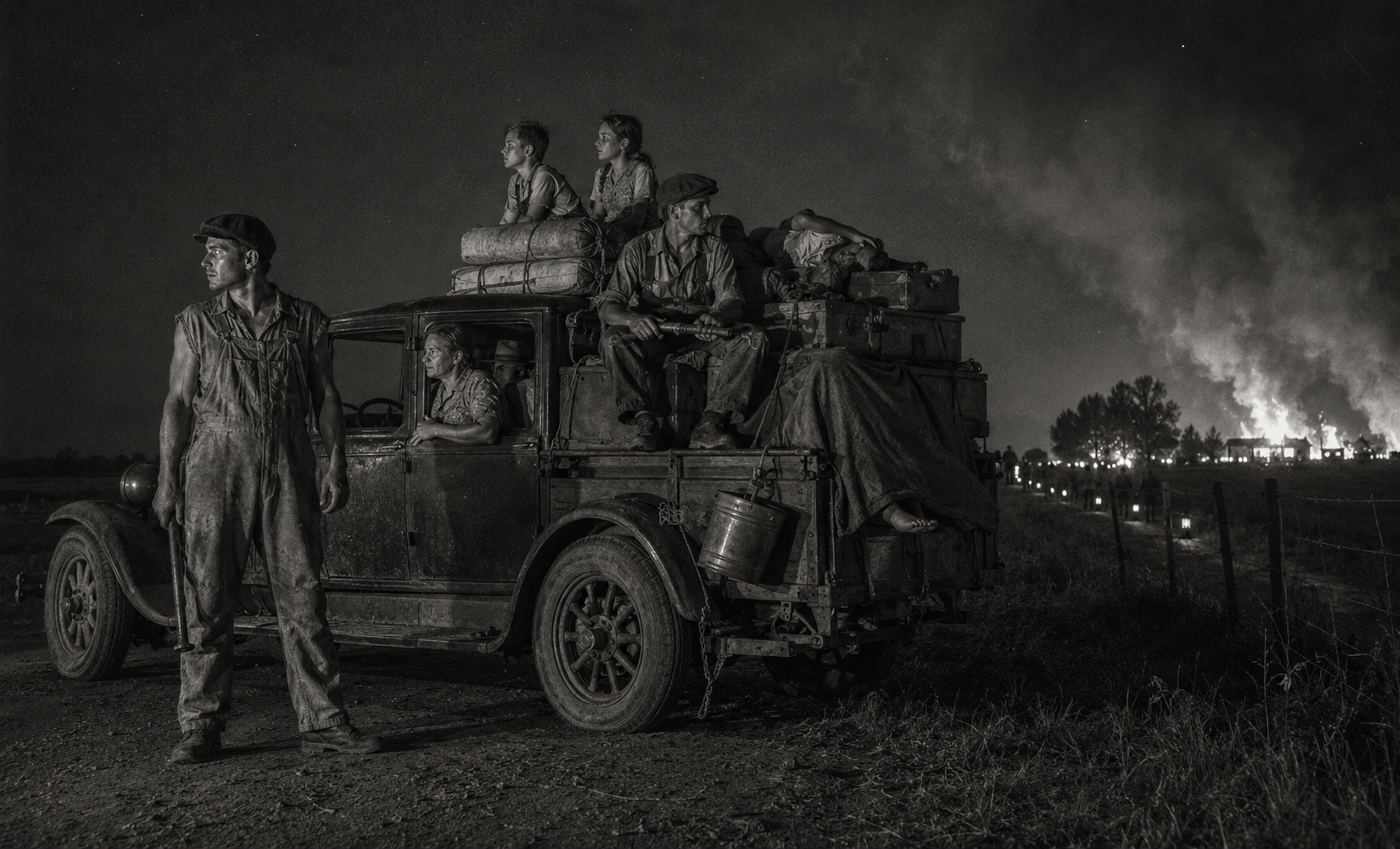 Watching the camp burn, then south
