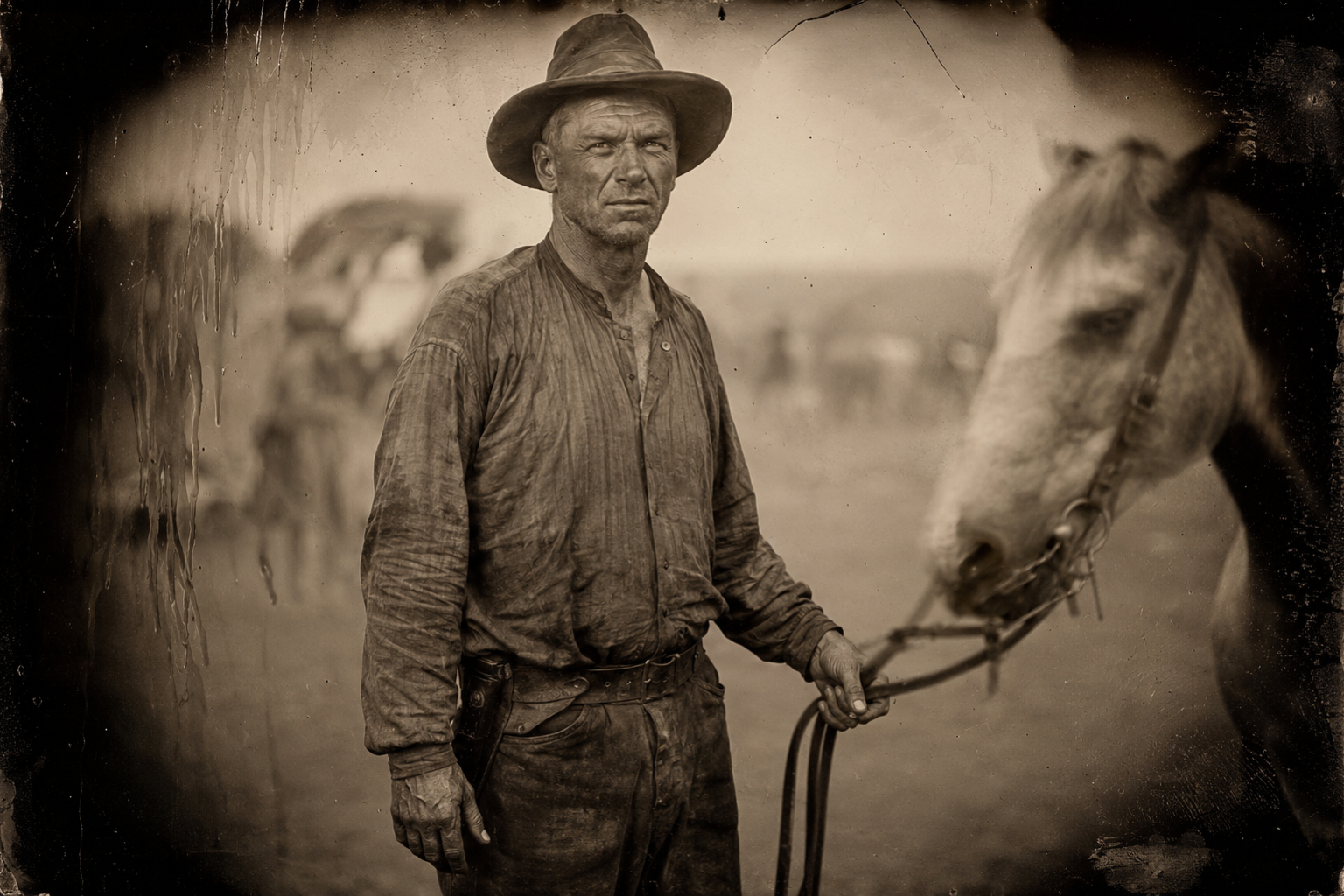 Call stands off to one side of the broken wagon in one of his blue spells, lead in his legs, before deciding to ride into San Antonio.