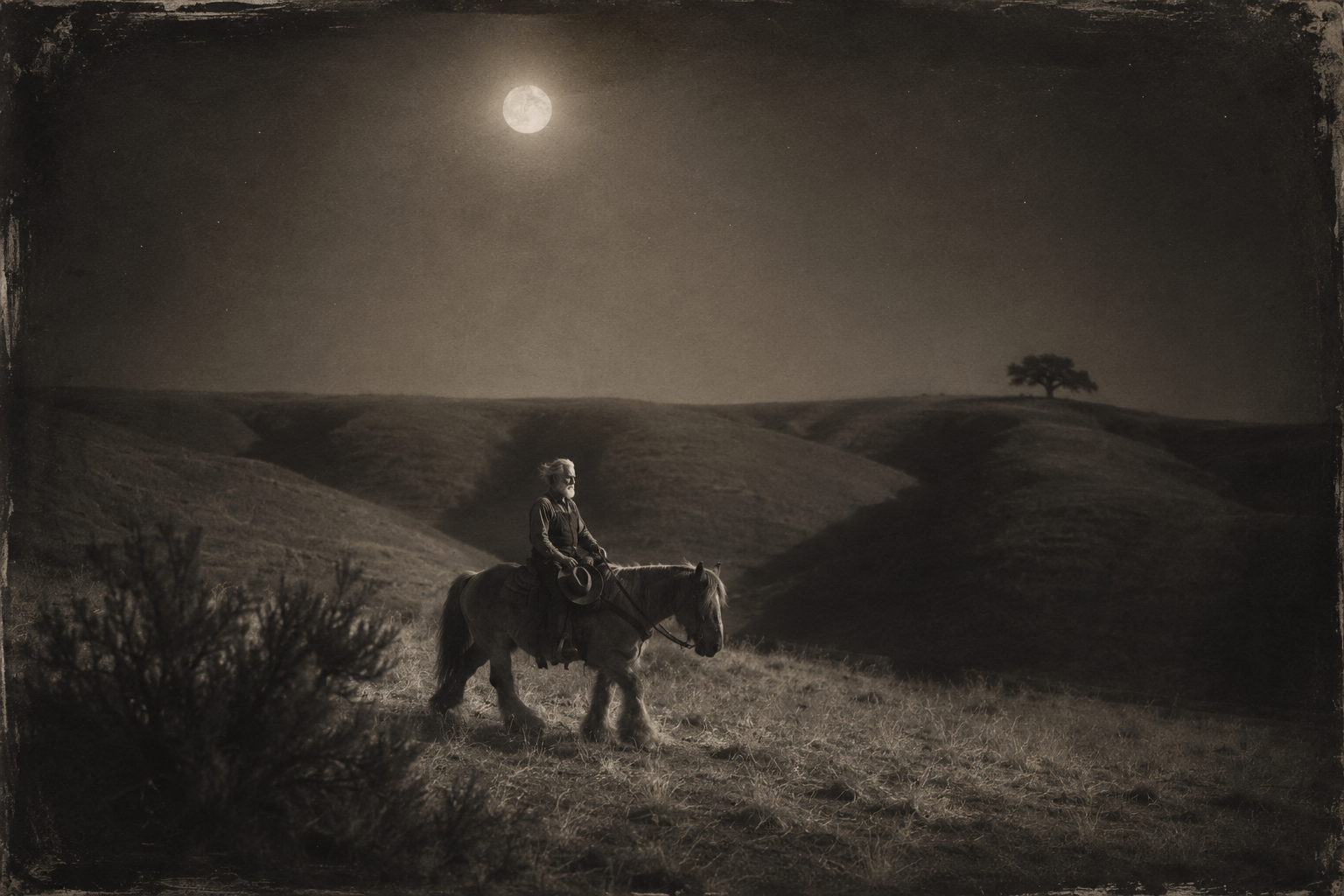 Riding home under the moon