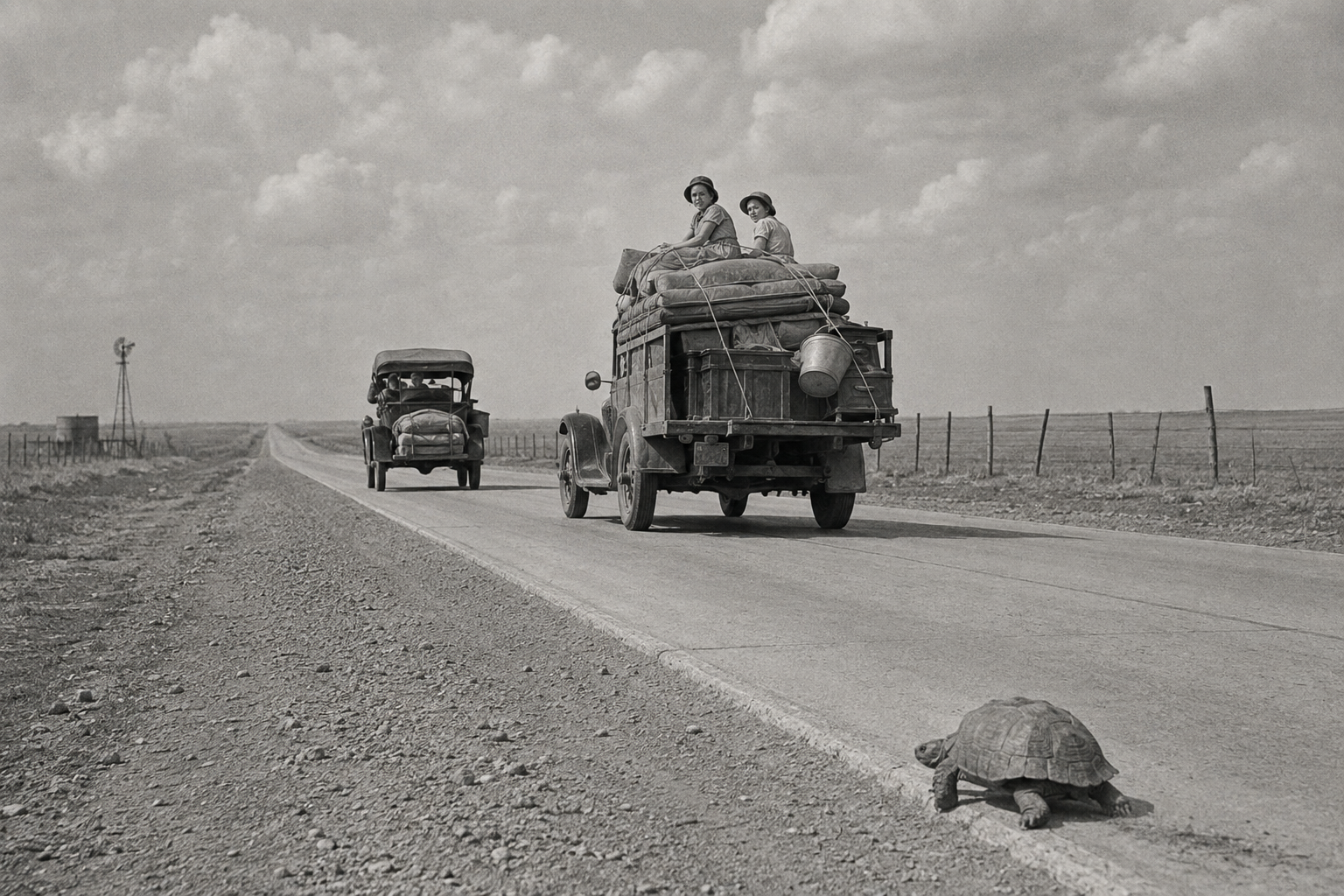 Two cars crossing the Panhandle