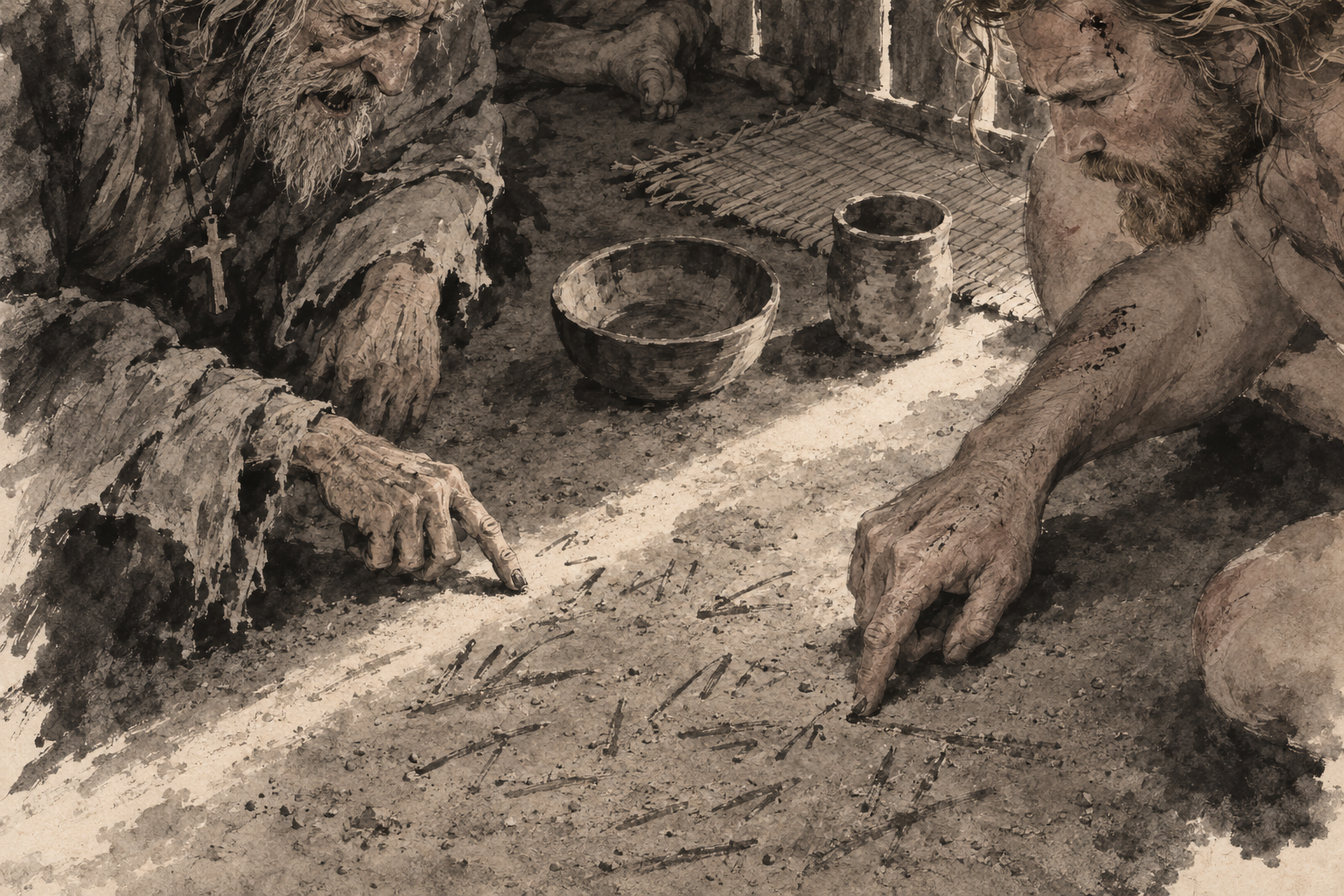 Words traced in the dirt