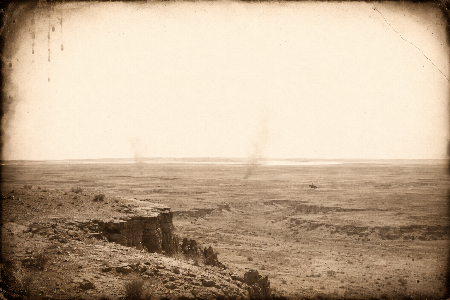 Augustus rides into the Quitaque, where dust devils spiral off the bare red earth and mirages lie ahead like flat lakes.
