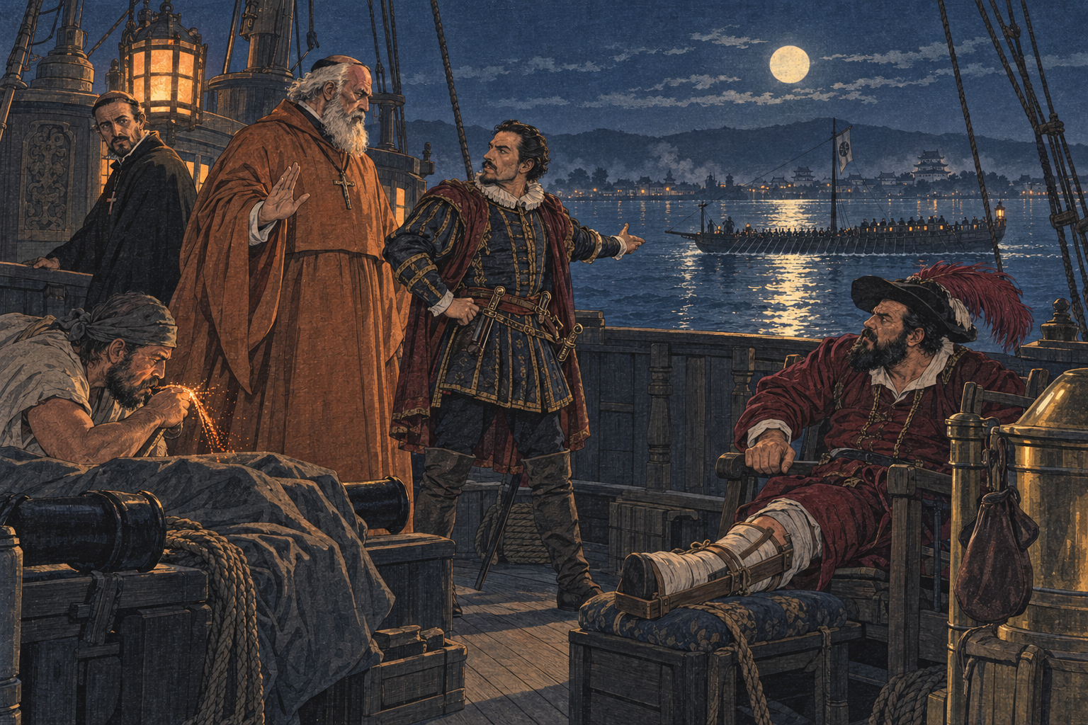 Council on the Santa Theresa's quarterdeck