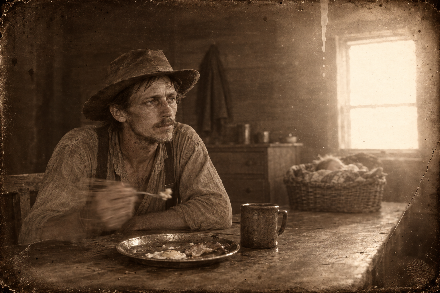 Left alone with his cold breakfast, July eats slowly and guiltily while the baby, still on the table, gurgles at him — and he remembers Ellie is gone into Indian country.