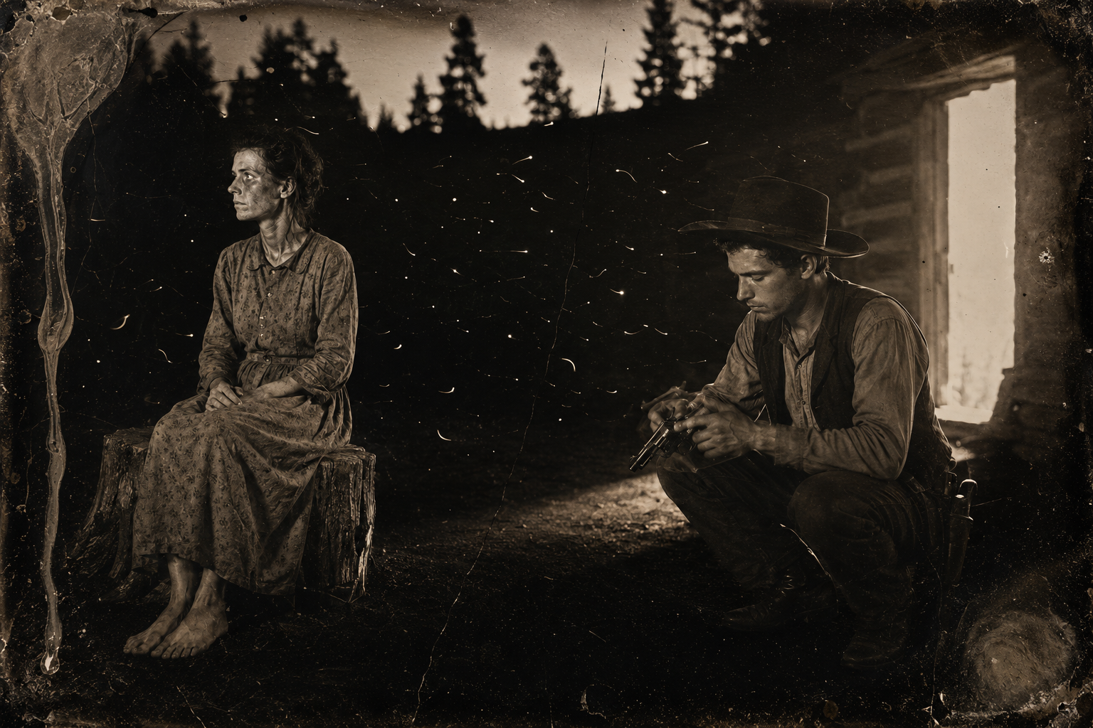 Outside in the firefly dark, July sits saying nothing and then turns the chambers of his pistol one by one, the small metallic clicks that set her teeth on edge every night.