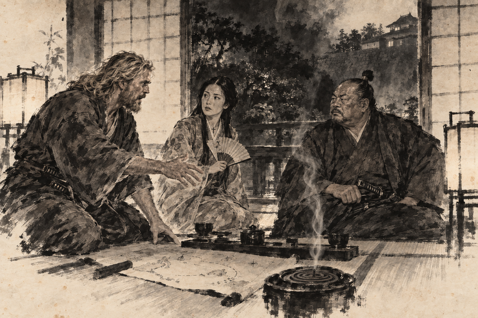 The Black Ship plan by incense light