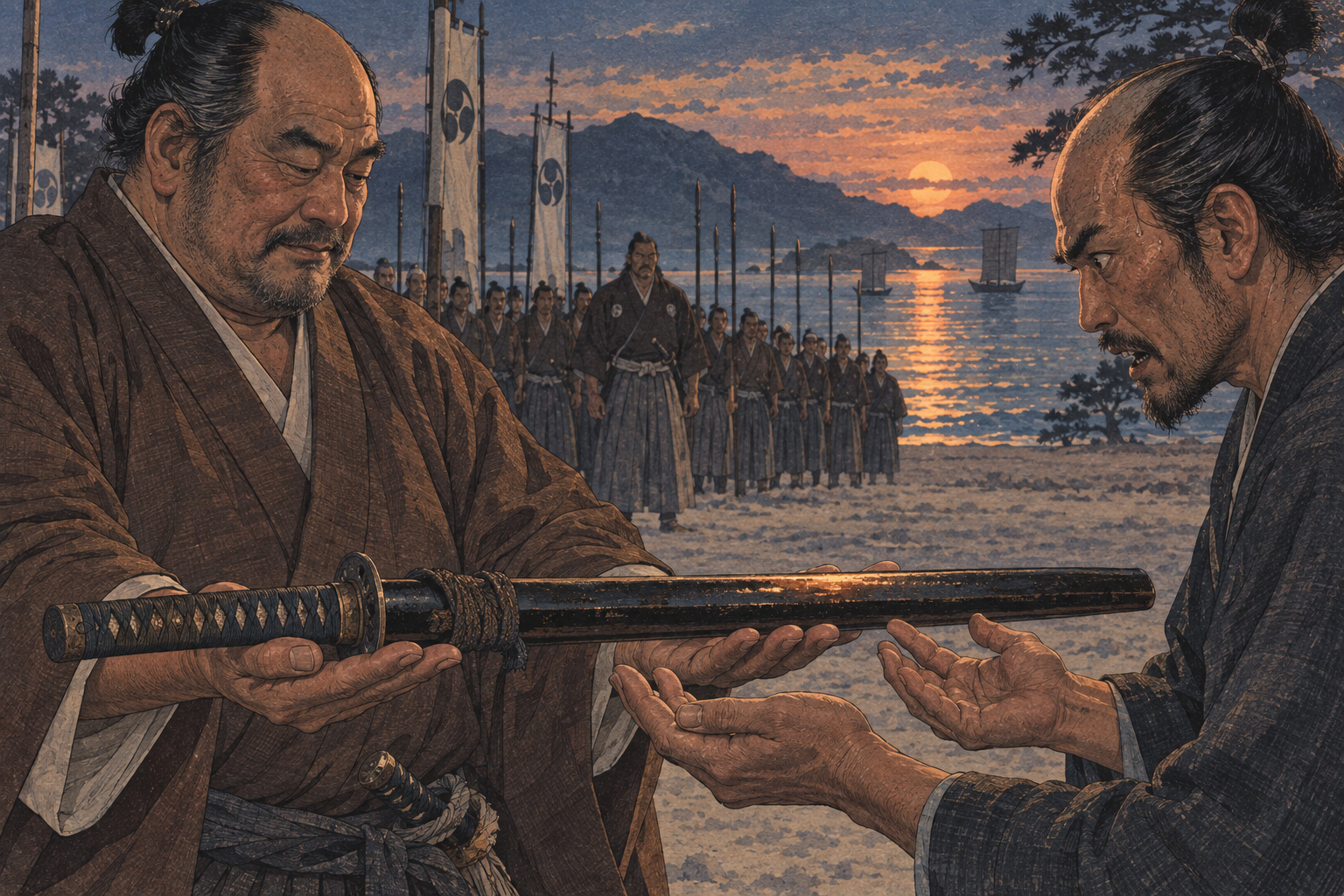 The Minowara sword held flat