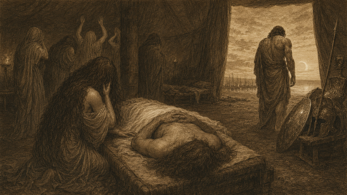 Pen-and-ink: The Reconciliation: Briseis Returned