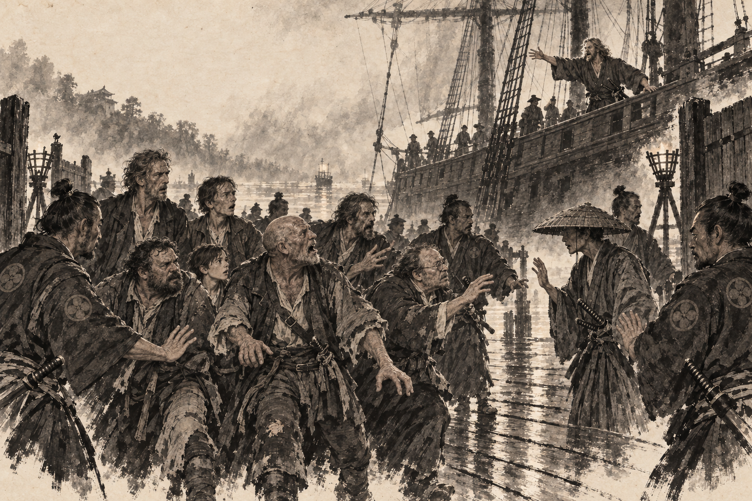 The crew marched to the wharf