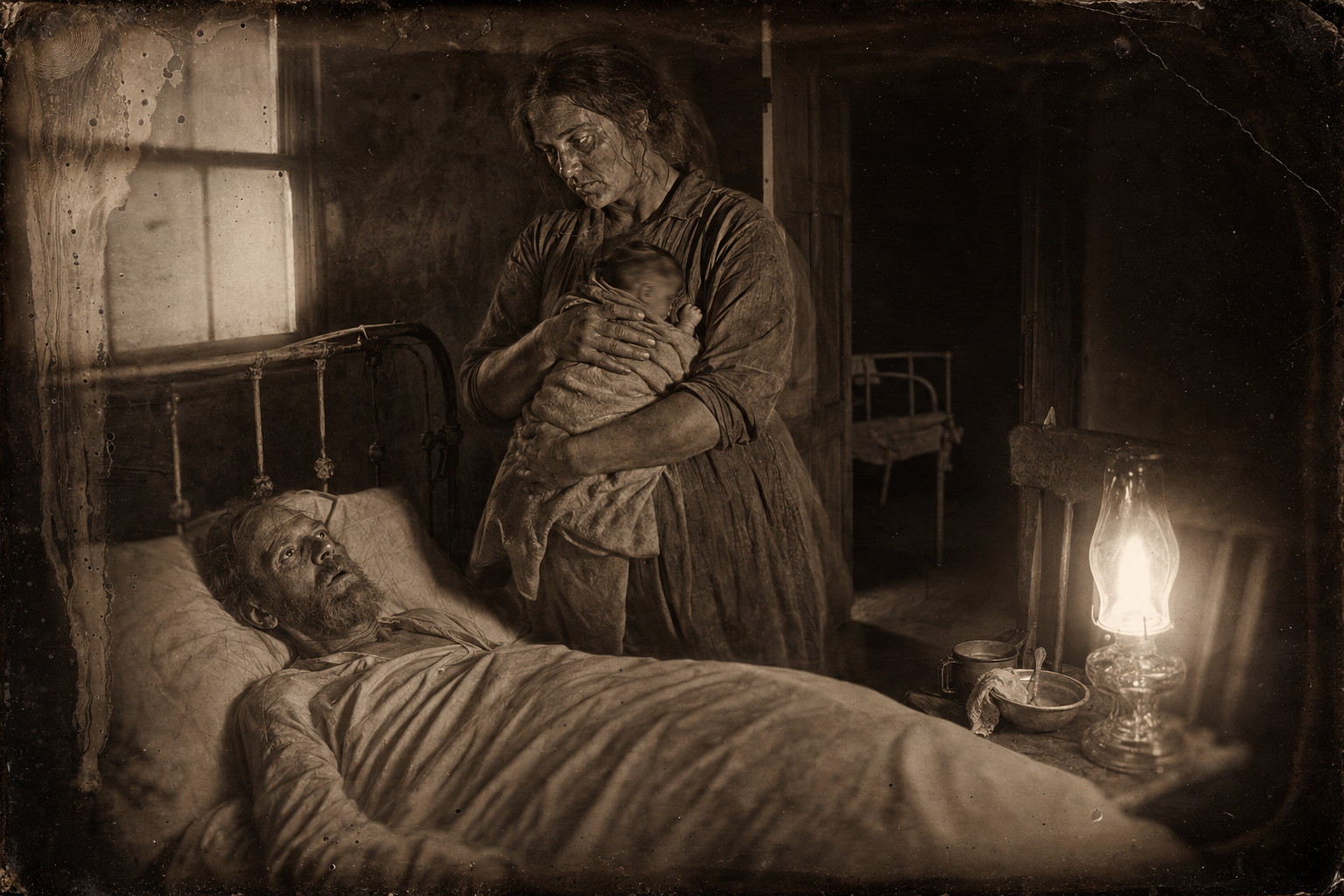 Elmira gone in the night, Clara stands over Bob with the abandoned boy held to her bosom, hoping the sight will startle him into life, and it makes no difference at all.
