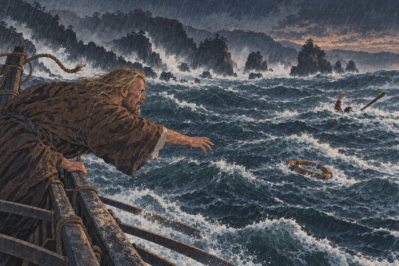 The life ring and the broken oar