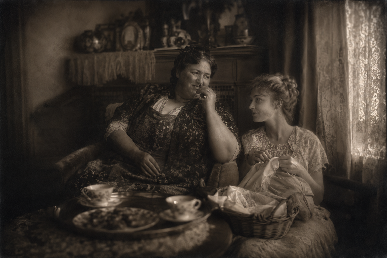 Mother and daughter at tea