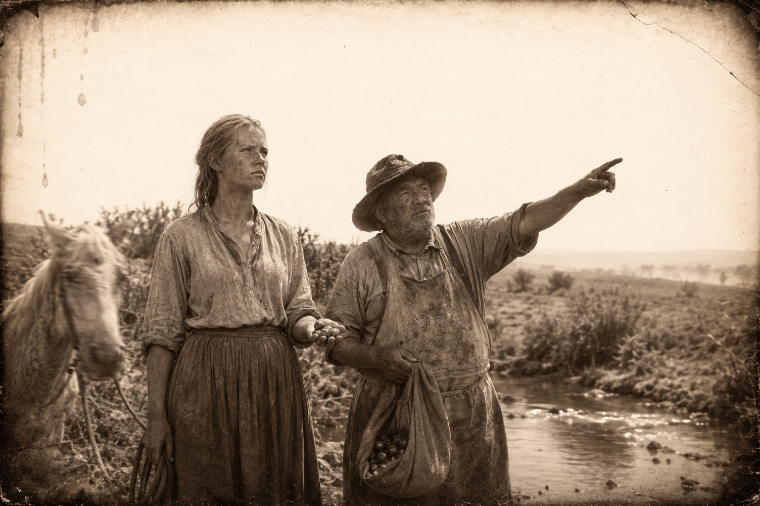 At the creek about noon Po Campo brings Lorena wild plums from his half-full sack and points west at mountains she cannot see, where the cold green water comes from.