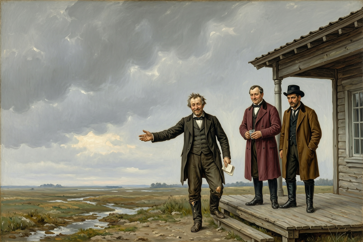 Khlobuyev runs out to meet them