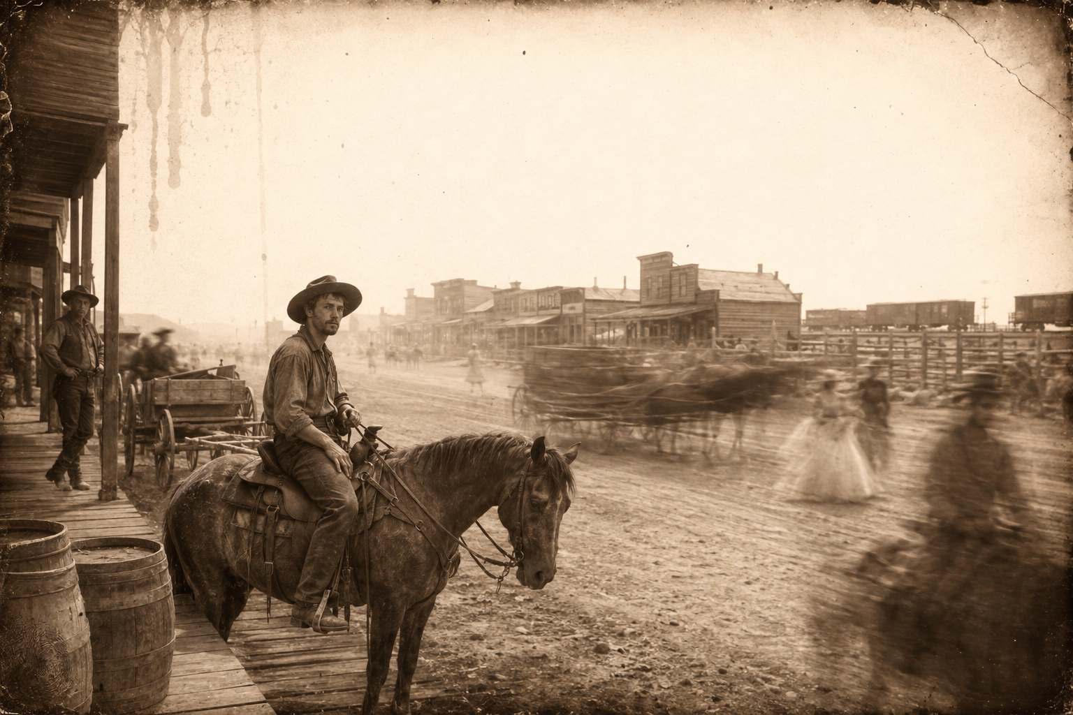 July Johnson rides down the main street of Dodge City and finds a town of whores, gamblers and saloons, and no Elmira in any of it.