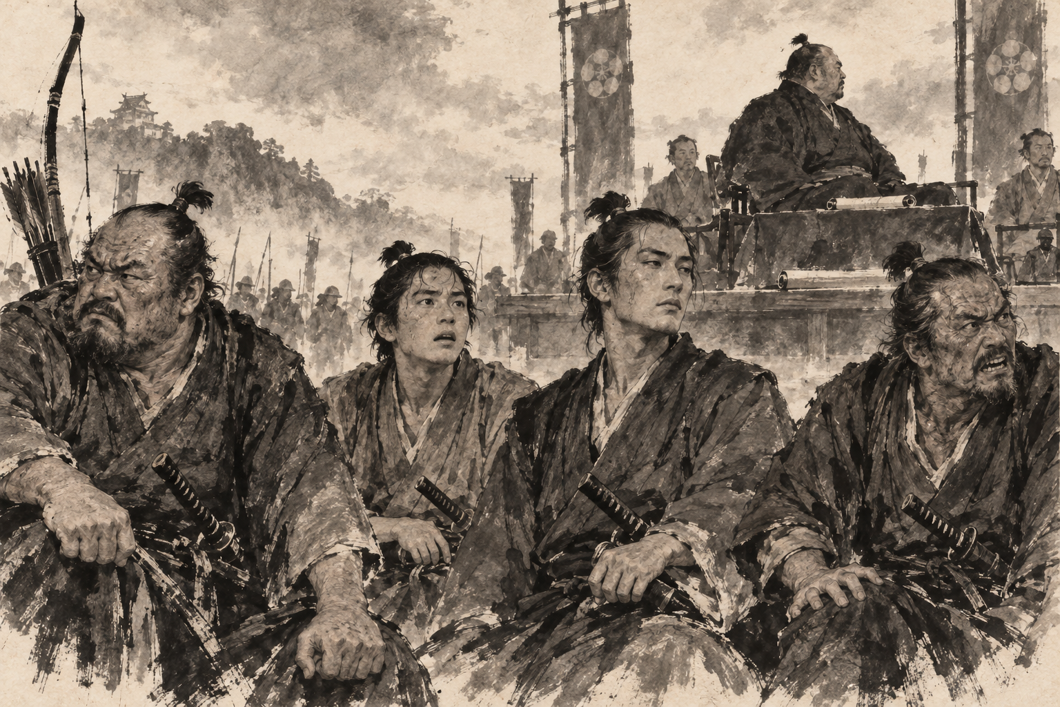 Four faces hear the surrender