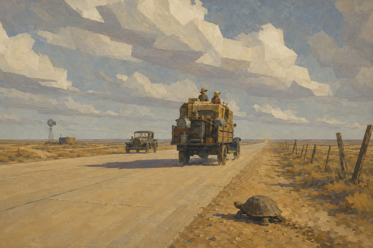 Two cars crossing the Panhandle
