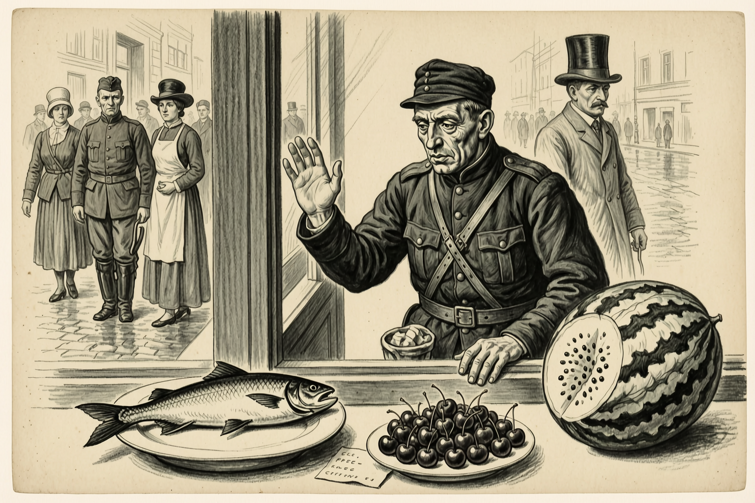 Salmon and watermelon in the Milyutin window