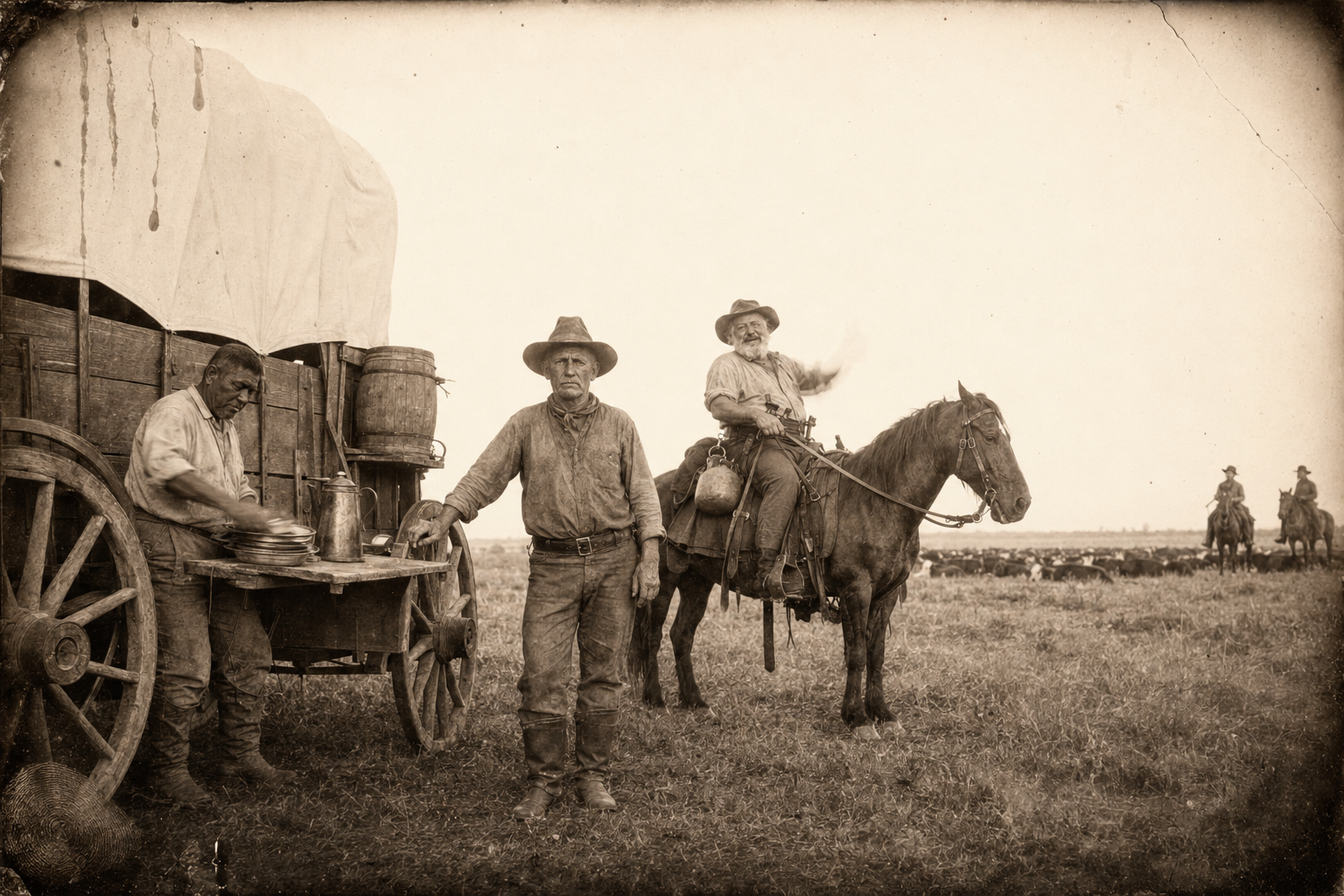 At the chuck wagon Augustus asks Call to ride to town and talk philosophy; Call, restless and staying with the herd, says he doesn't know a philosophy.