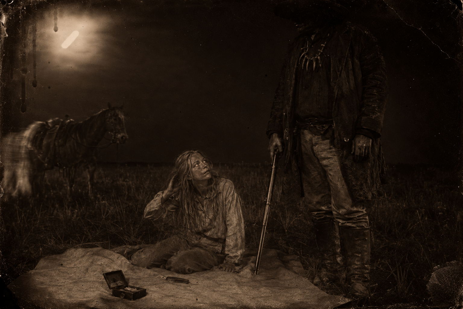 Lorena looks up from her bedding and Blue Duck is simply standing there, rifle held one-handed like a toy, the moon gone behind a cloud.