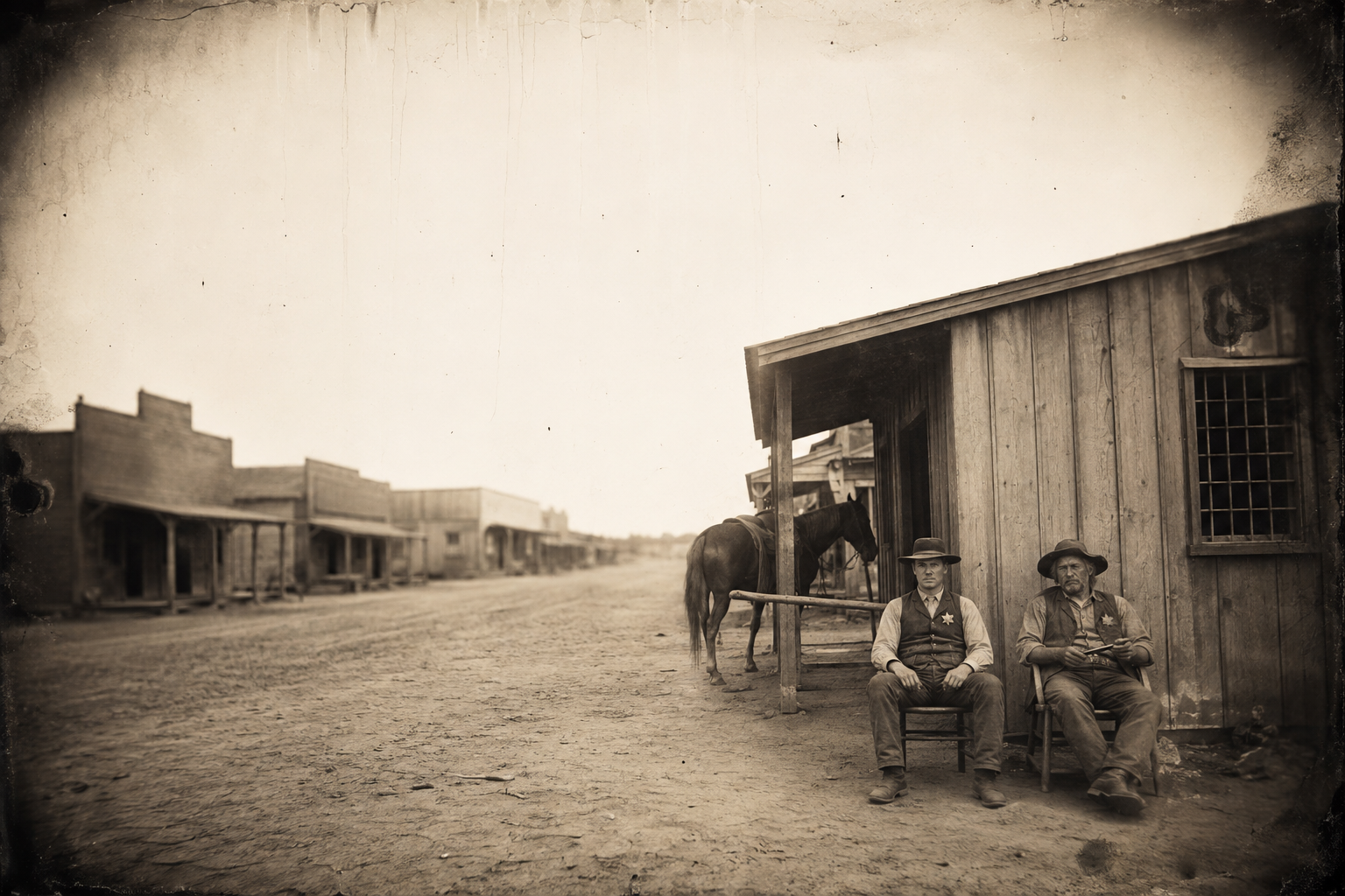 Part II opens on the main street of Fort Smith, dry for once, with July Johnson and his deputy Roscoe Brown sitting out in front of what passes for a jail.