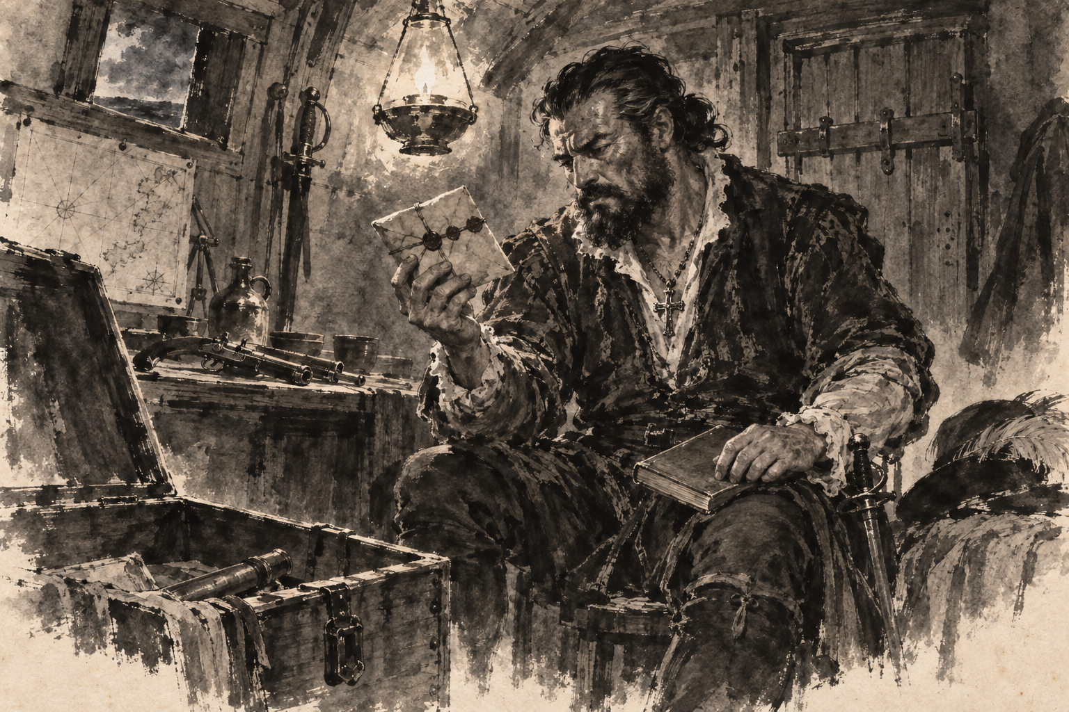 The sealed Jesuit packet weighed by lamplight