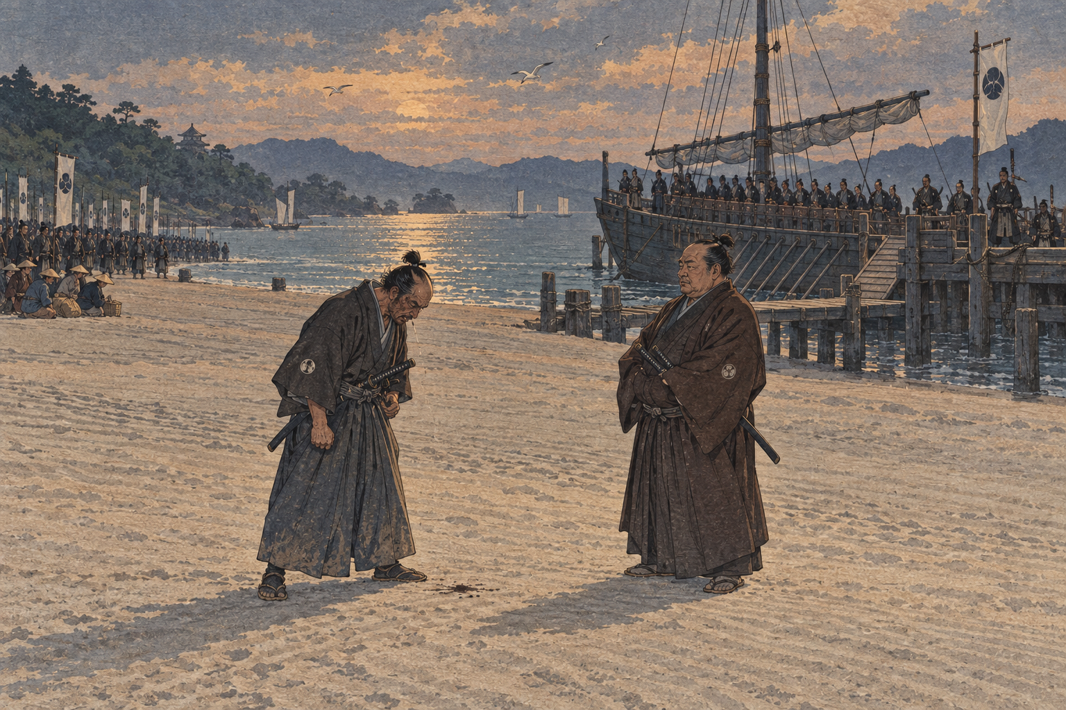 Two men alone on the shore