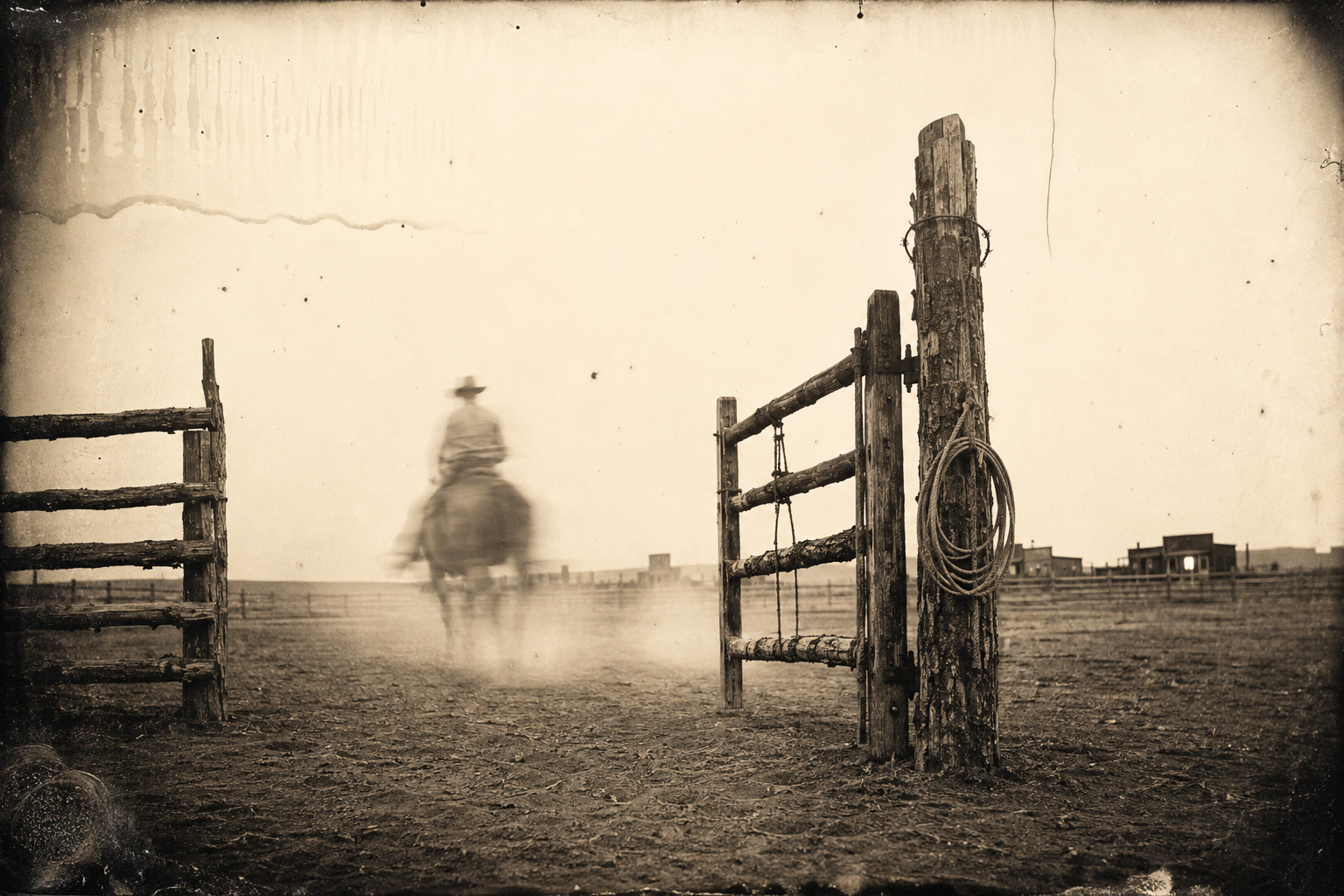 Dish takes his horse so as not to be caught afoot, and goes trotting off toward the saloon.
