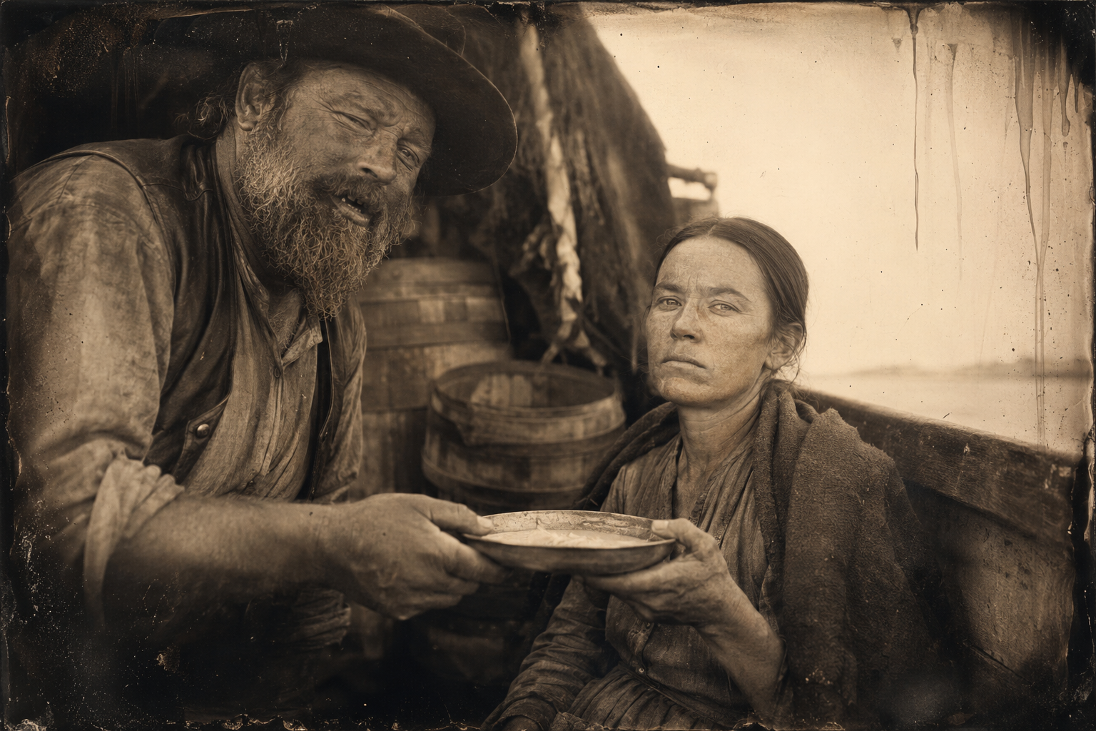 Fowler brings Elmira her plate of breakfast and tells her the fight was about her.