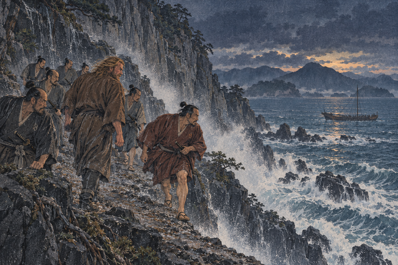 The cliff path in the gale
