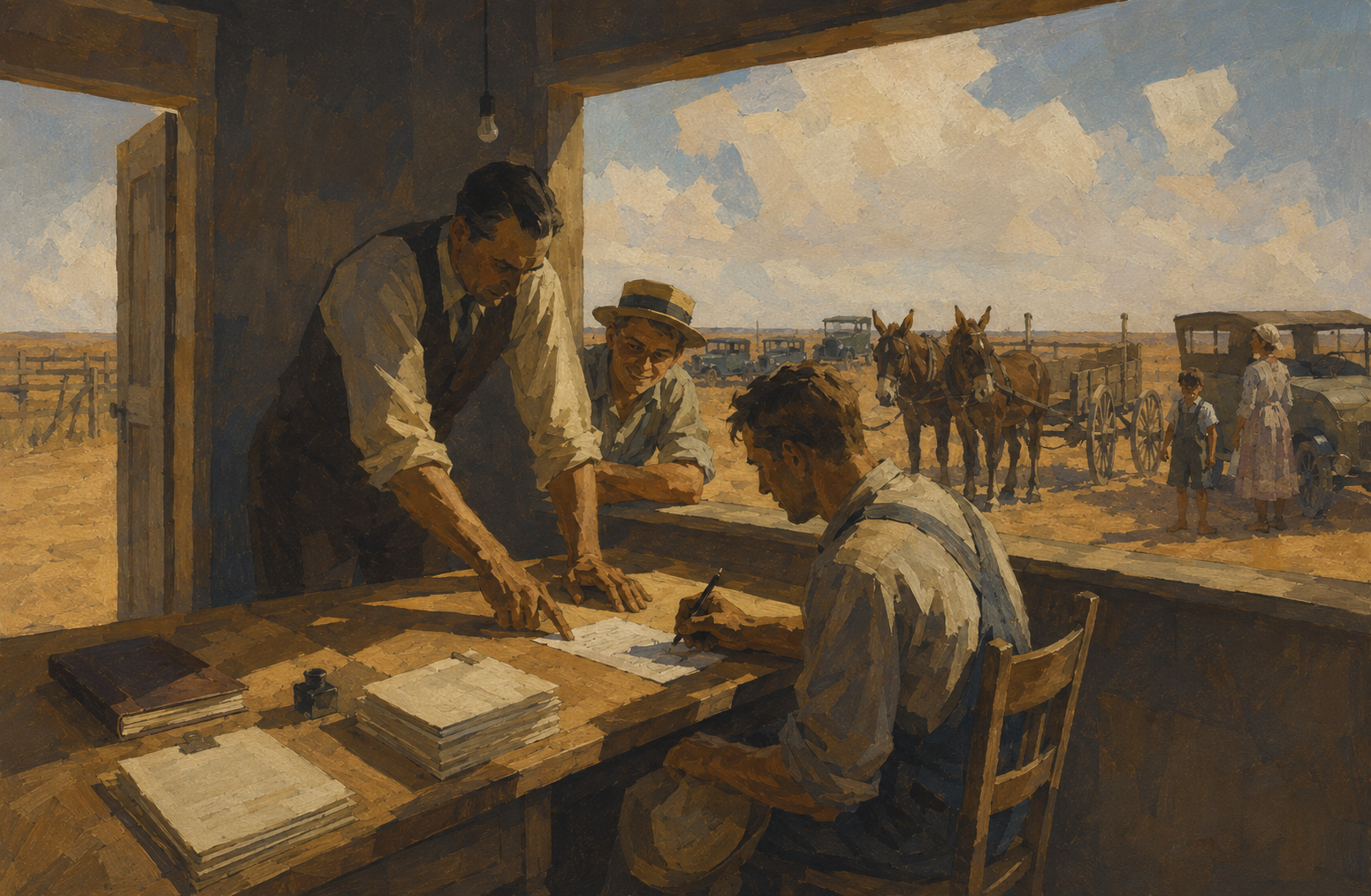 Signing at the desk