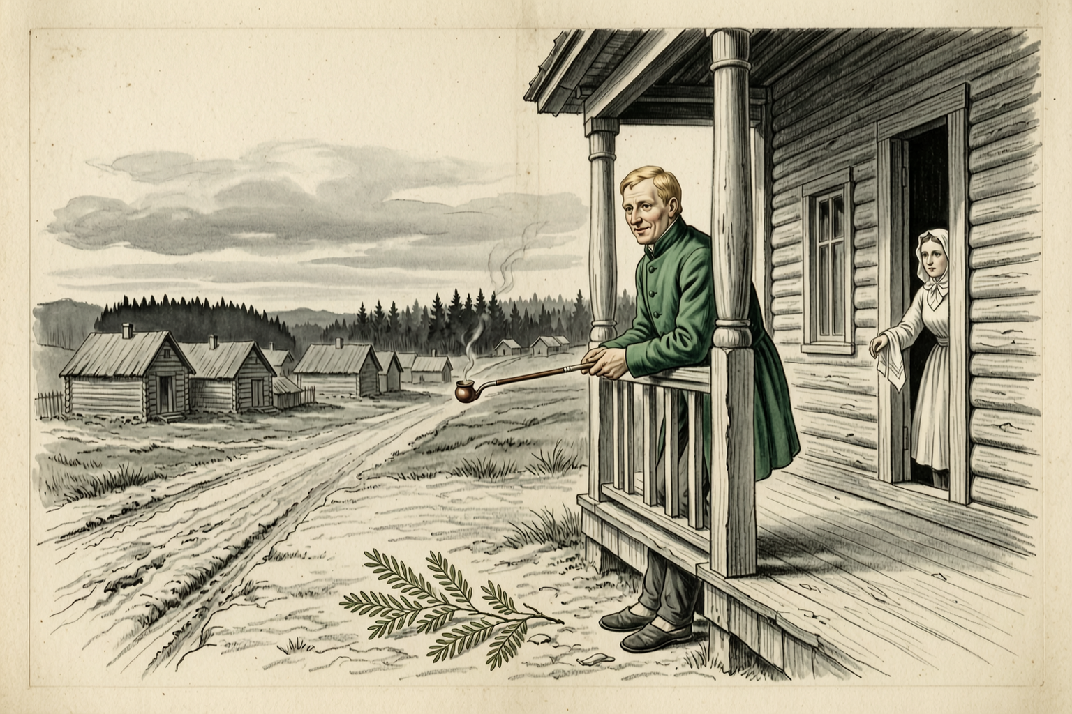 Manilov left on the porch